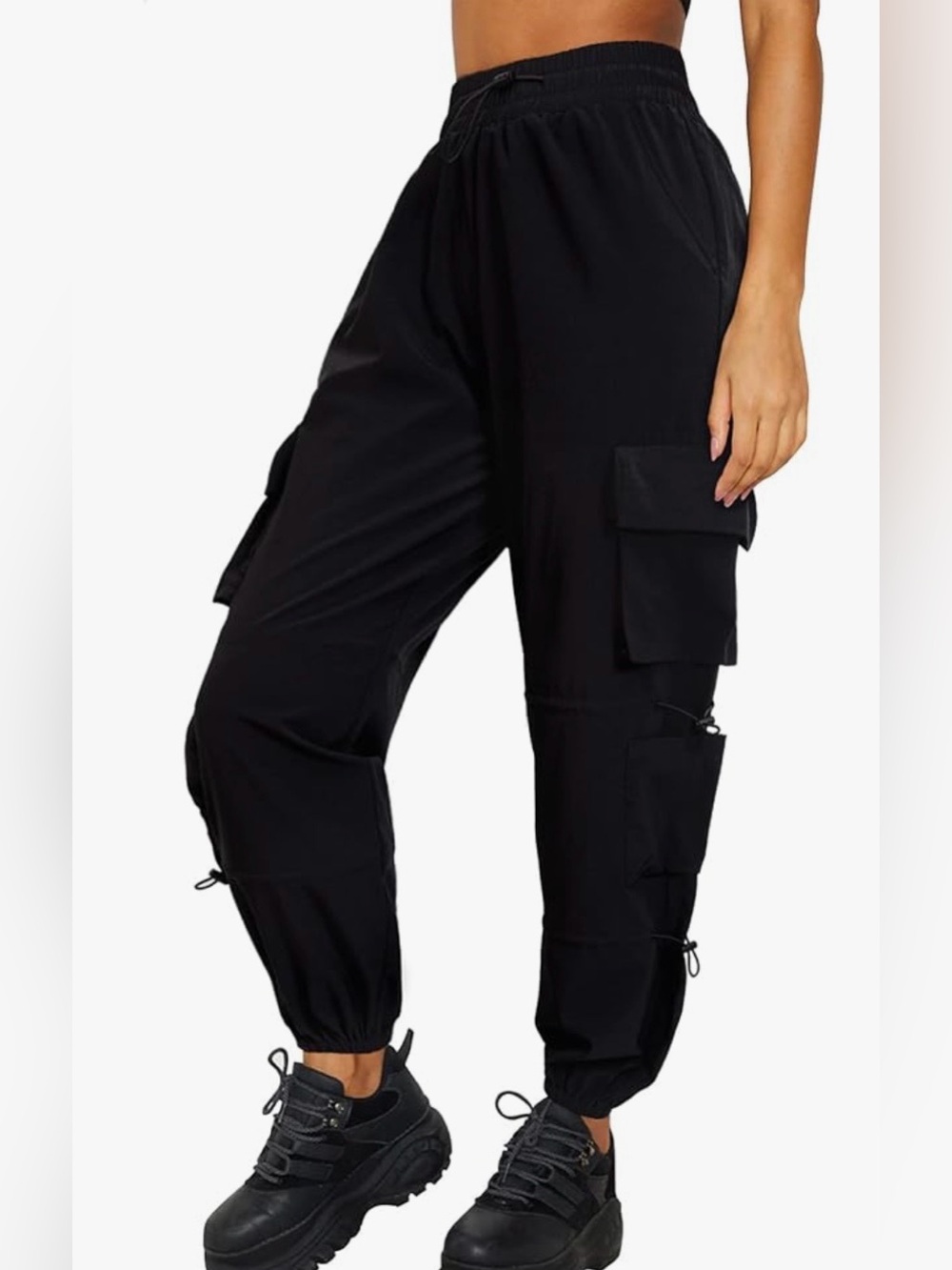 Eddie Bauer Women Black Cargo Joggers with Utility Pockets Size Medium
